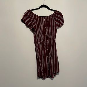dark red striped dress